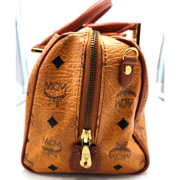 ✨️EUC MCM Cognac Monogram Visetos Boston Hand Bag ✨️ - Picture 11 of 16